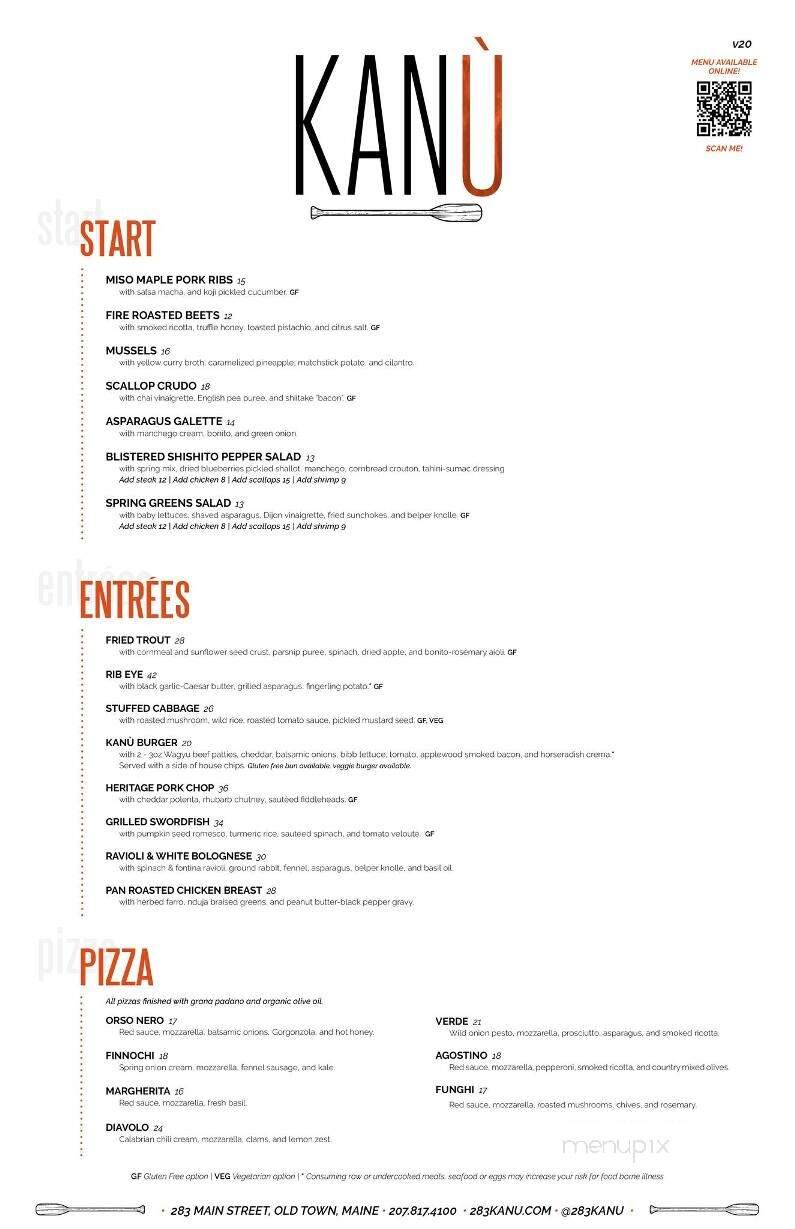 Kanu - Old Town, ME menu_pic