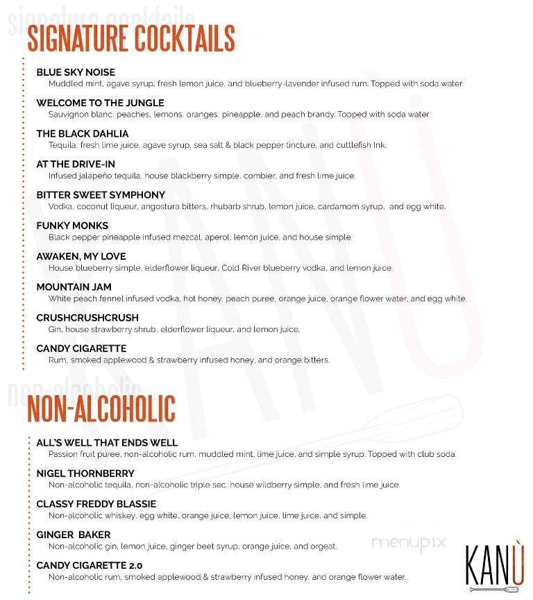 Kanu - Old Town, ME menu_pic