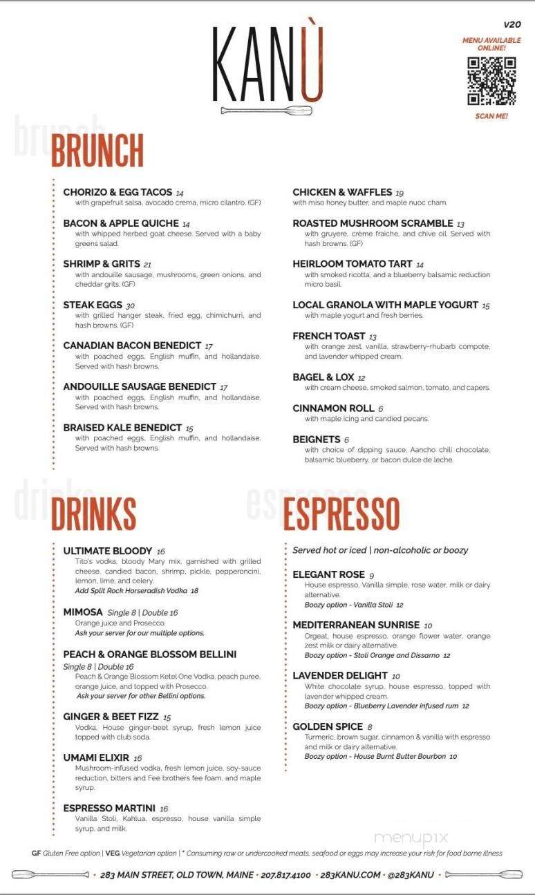 Kanu - Old Town, ME menu_pic