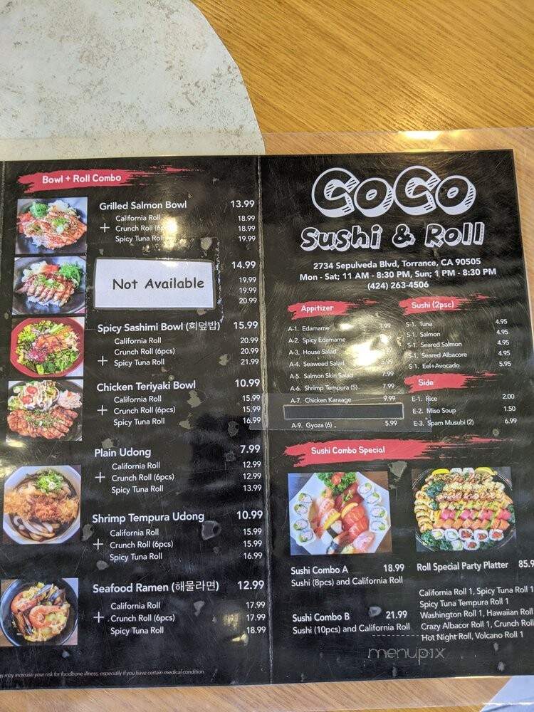 Coco Sushi & Roll - Torrance, CA menu_pic