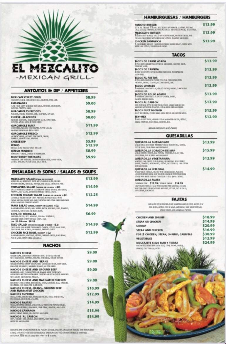El Mezcalito Mexican Grill - Palm Bay, FL menu_pic