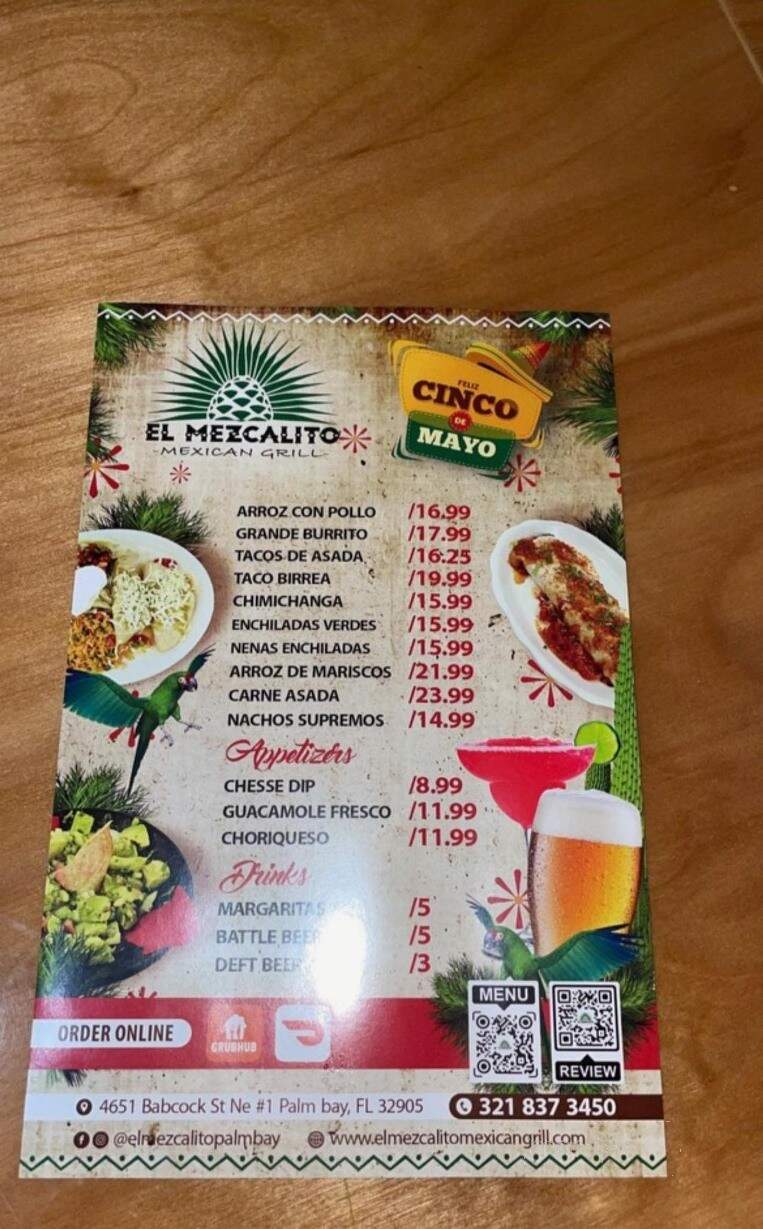 El Mezcalito Mexican Grill - Palm Bay, FL menu_pic
