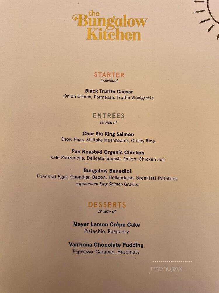 The Bungalow Kitchen - Tiburon, CA menu_pic