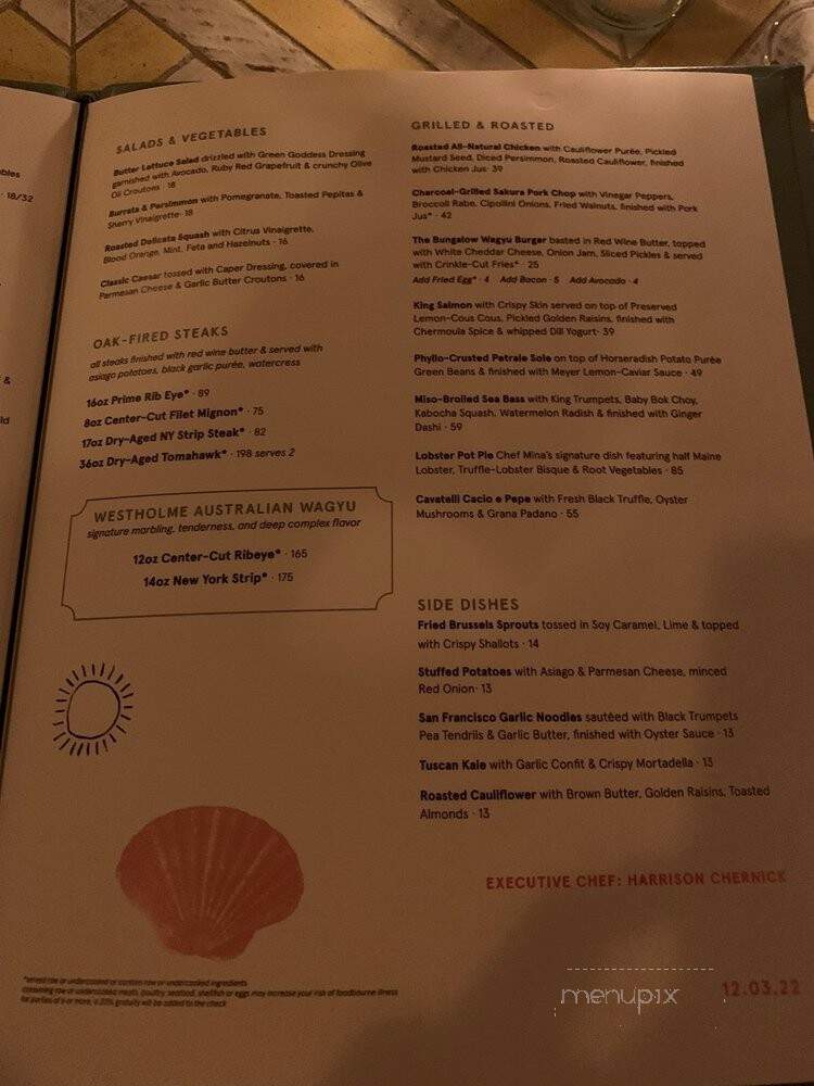 The Bungalow Kitchen - Tiburon, CA menu_pic