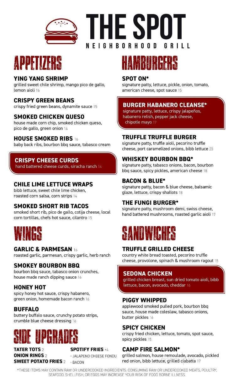 The Spot Neighborhood Grill - Scottsdale, AZ menu_pic