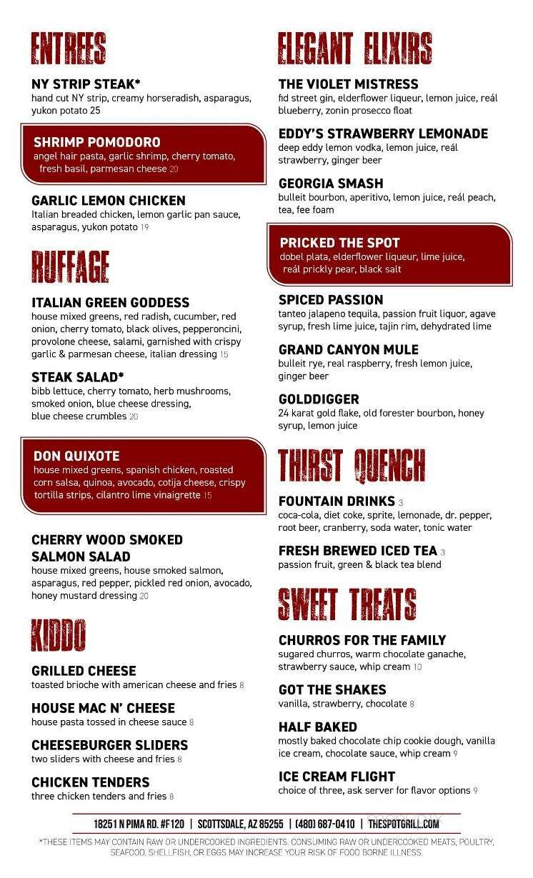 The Spot Neighborhood Grill - Scottsdale, AZ menu_pic