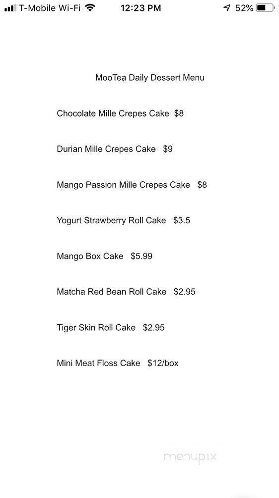 Moo Tea - Duluth, GA menu_pic