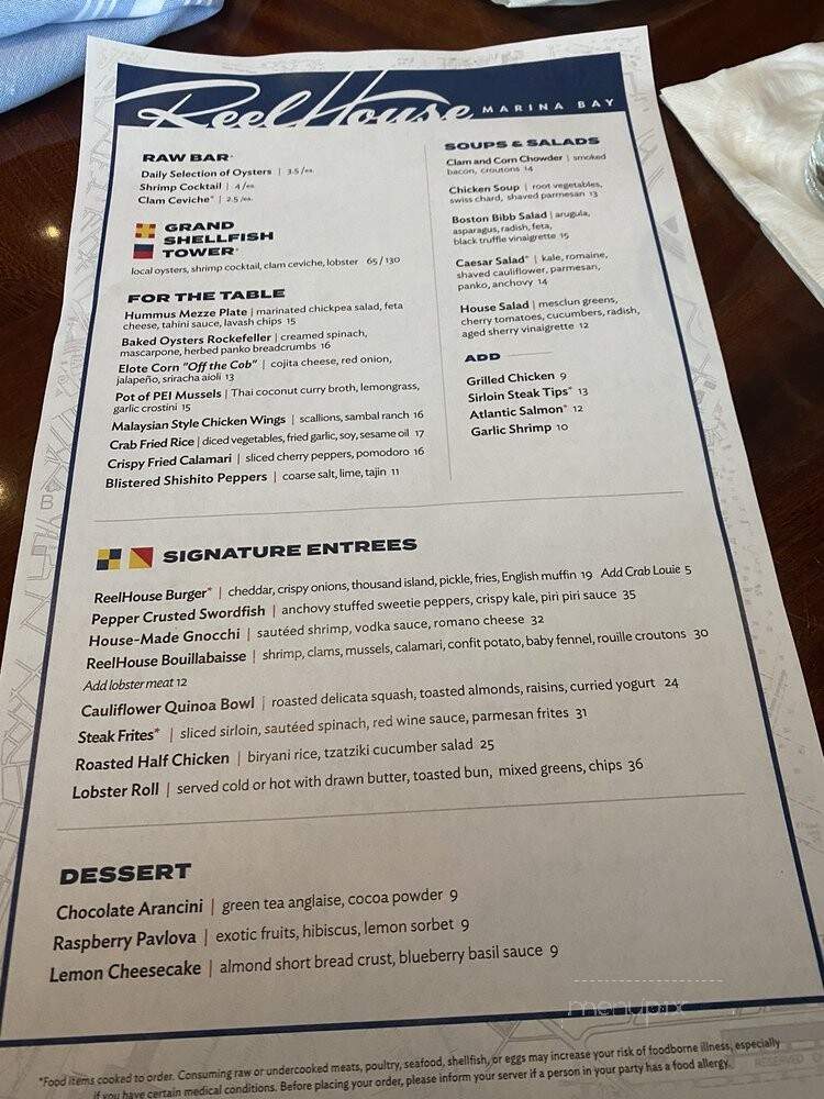 ReelHouse Marina Bay - Quincy, MA menu_pic