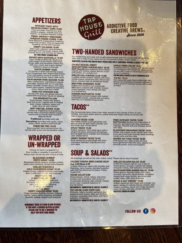 Tap House Grill - Algonquin, IL menu_pic