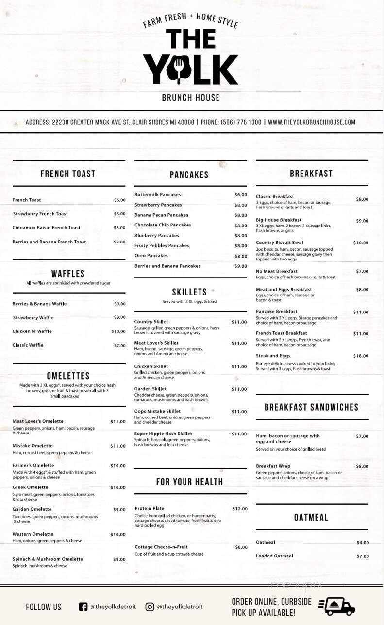 The Yolk - St. Clair Shores, MI menu_pic