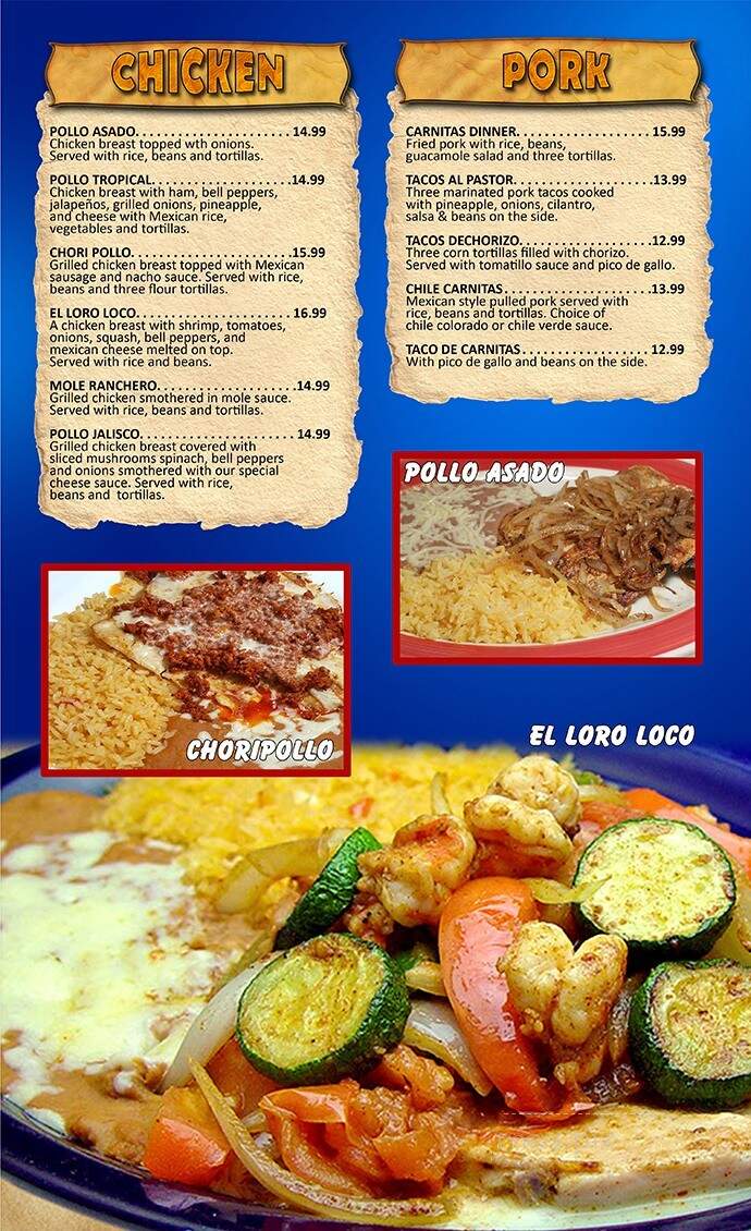 El Loro Mexican Restaurant - Belle Plaine, MN menu_pic