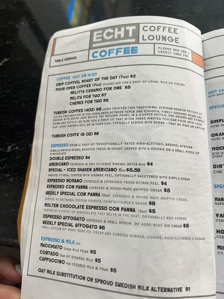 ECHT Coffee House - Pittsburgh, PA menu_pic