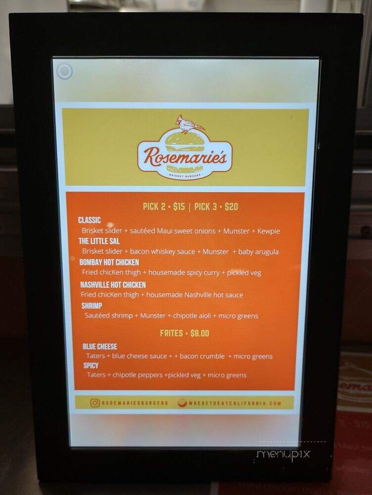 Rosemarie's Burgers - Snohomish, WA menu_pic