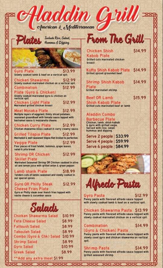 Aladdin Grill - Coon Rapids, MN menu_pic