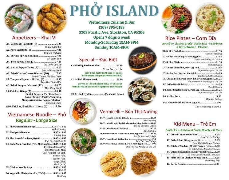 Pho Island - Stockton, CA menu_pic
