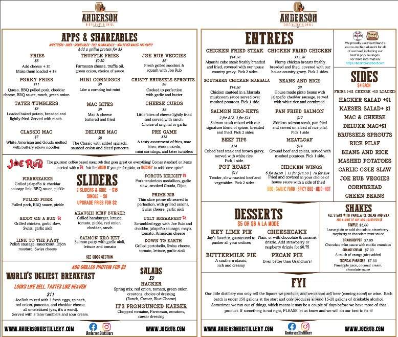 Anderson Distillery & Grill - Roanoke, TX menu_pic