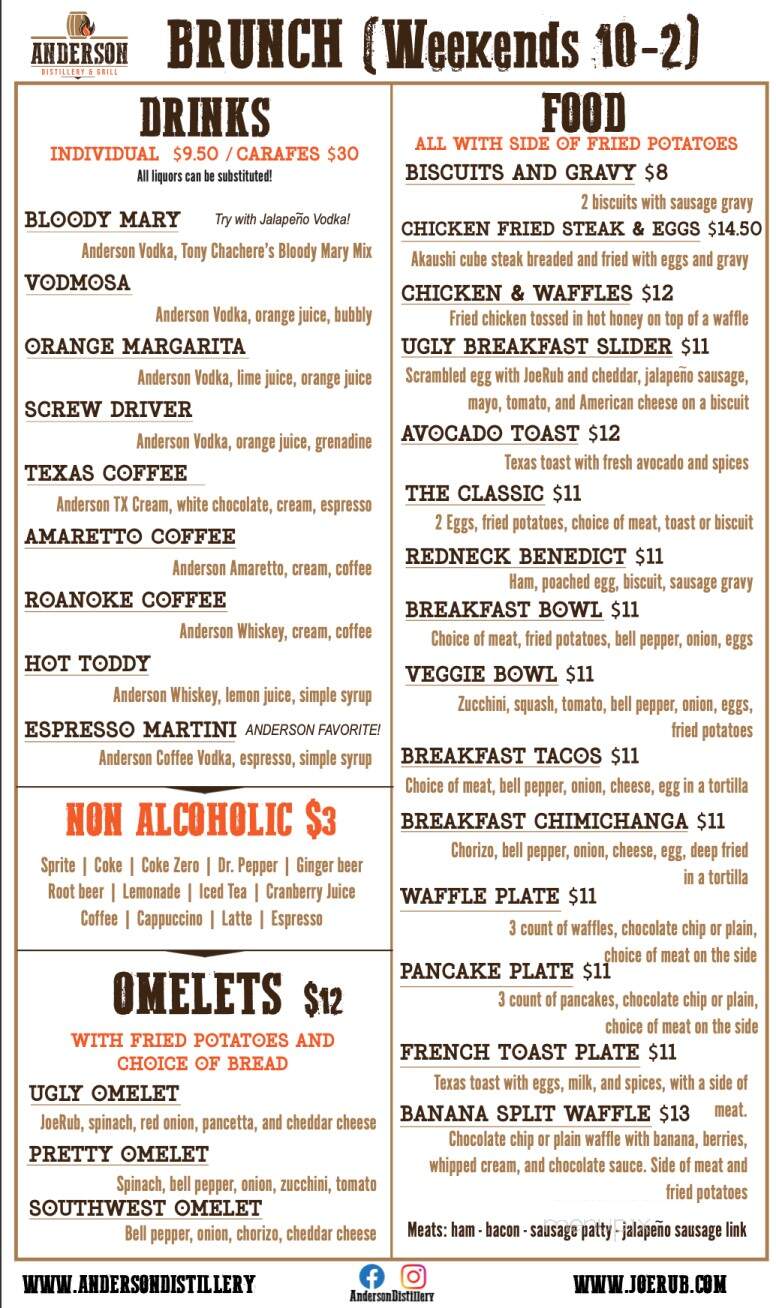 Anderson Distillery & Grill - Roanoke, TX menu_pic