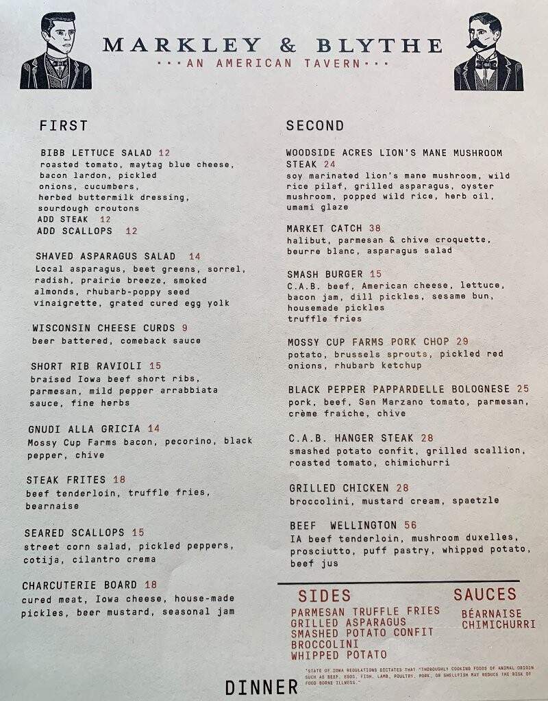Markley & Blythe - Mason City, IA menu_pic