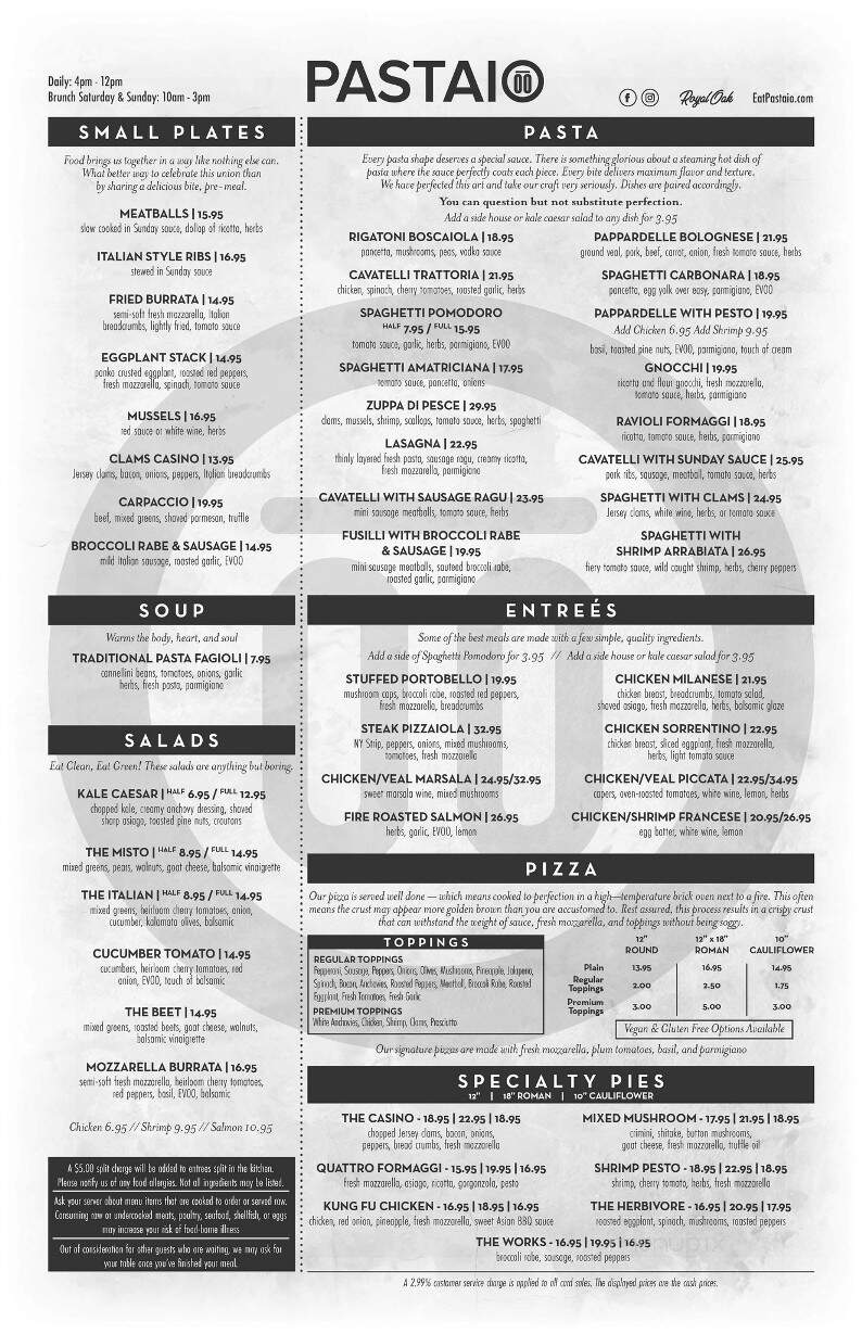 Pastaio Handmade Pasta & Pizza - Royal Oak, MI menu_pic