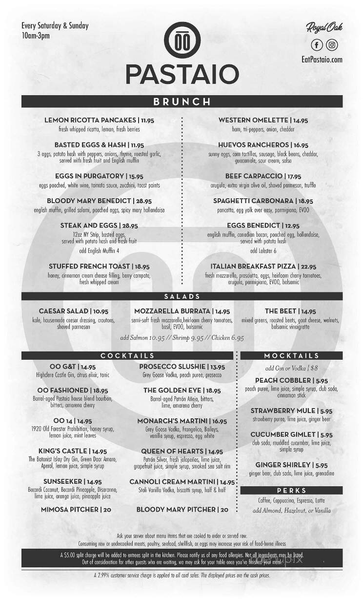 Pastaio Handmade Pasta & Pizza - Royal Oak, MI menu_pic