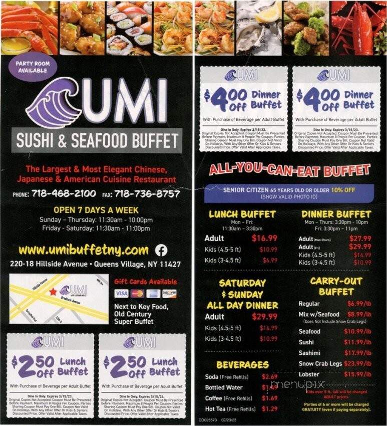 Umi Sushi & Seafood Buffet - Queens Village, NY menu_pic