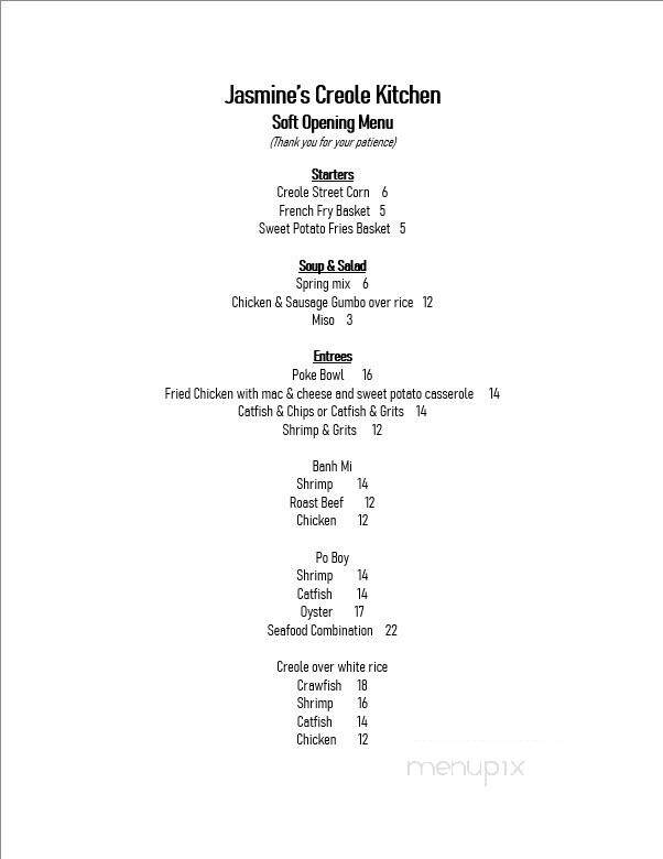 Jasmine's Creole Kitchen - Salisbury, NC menu_pic
