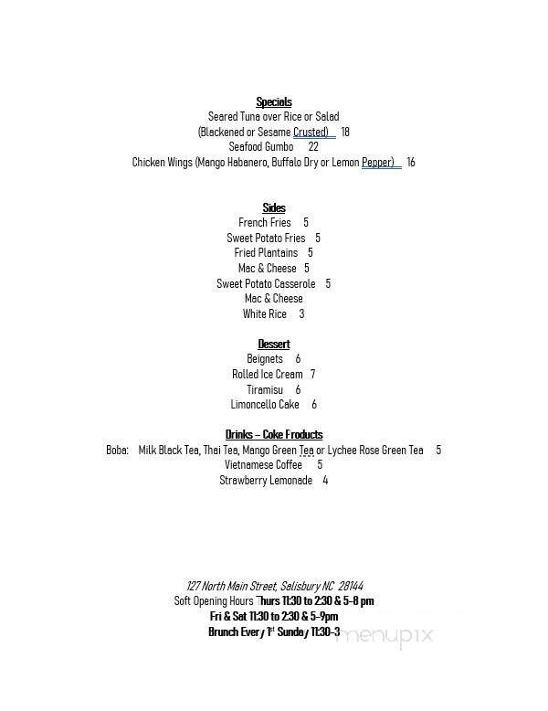Jasmine's Creole Kitchen - Salisbury, NC menu_pic