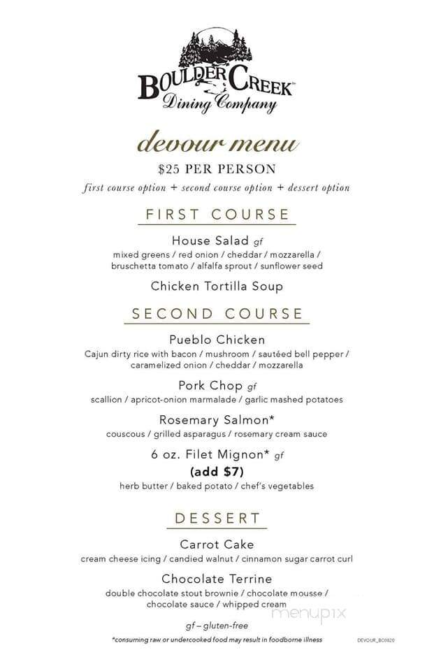 Boulder Creek Dining - Brownsburg, IN menu_pic