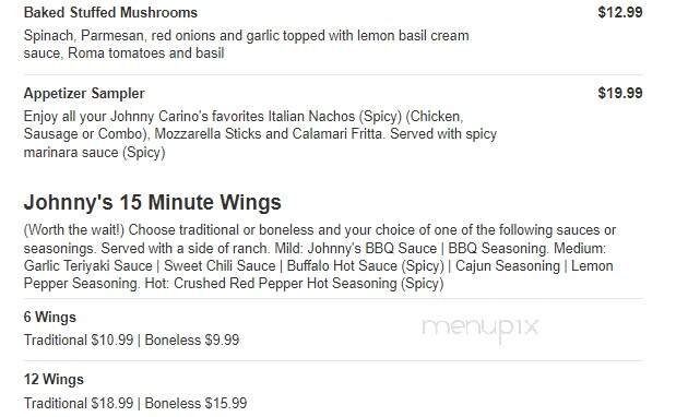 Johnny Carino's Italian - Columbus, IN menu_pic