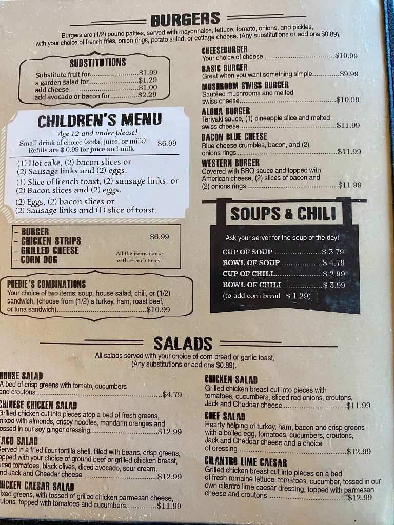 Phebie's Cafe - Lancaster, CA menu_pic
