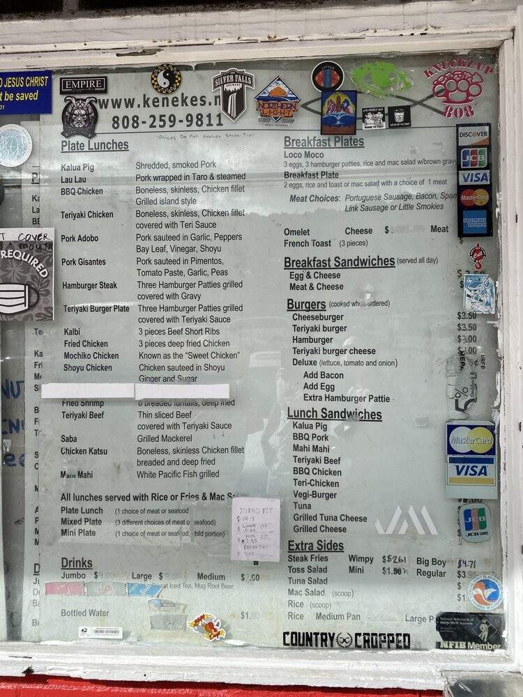 Keneke's Plate Lunch & BBQ - Waimanalo, HI menu_pic