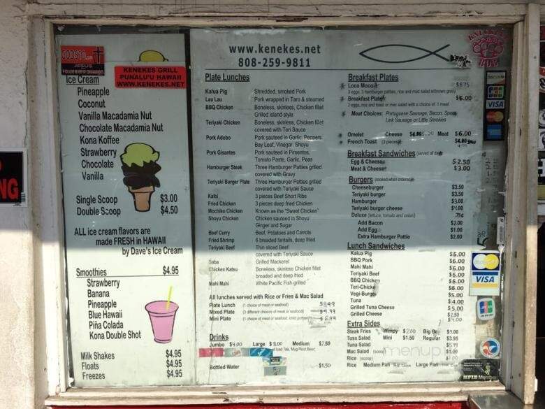 Keneke's Plate Lunch & BBQ - Waimanalo, HI menu_pic