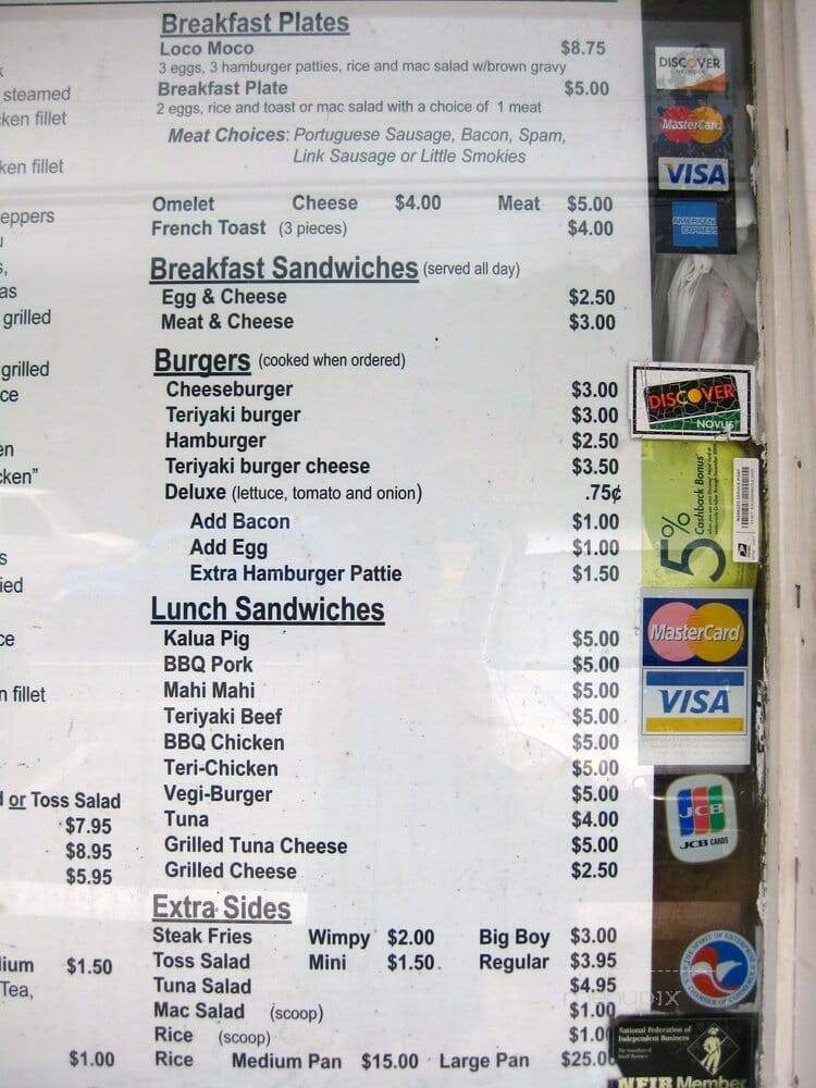 Keneke's Plate Lunch & BBQ - Waimanalo, HI menu_pic