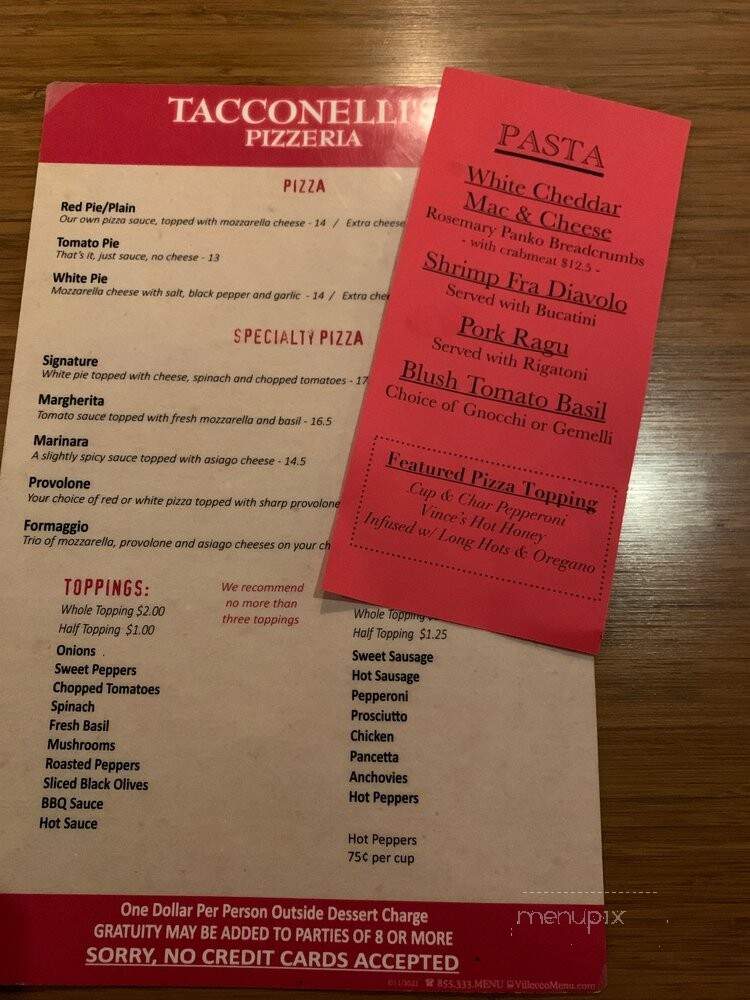 Tacconelli's Pizzeria - Maple Shade, NJ menu_pic