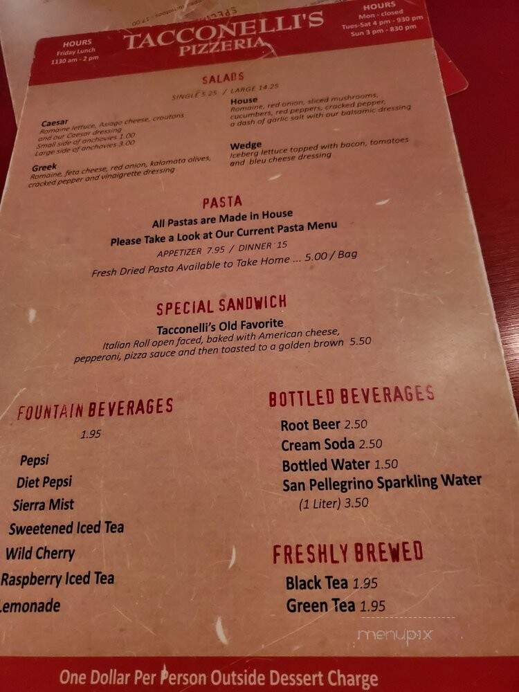 Tacconelli's Pizzeria - Maple Shade, NJ menu_pic