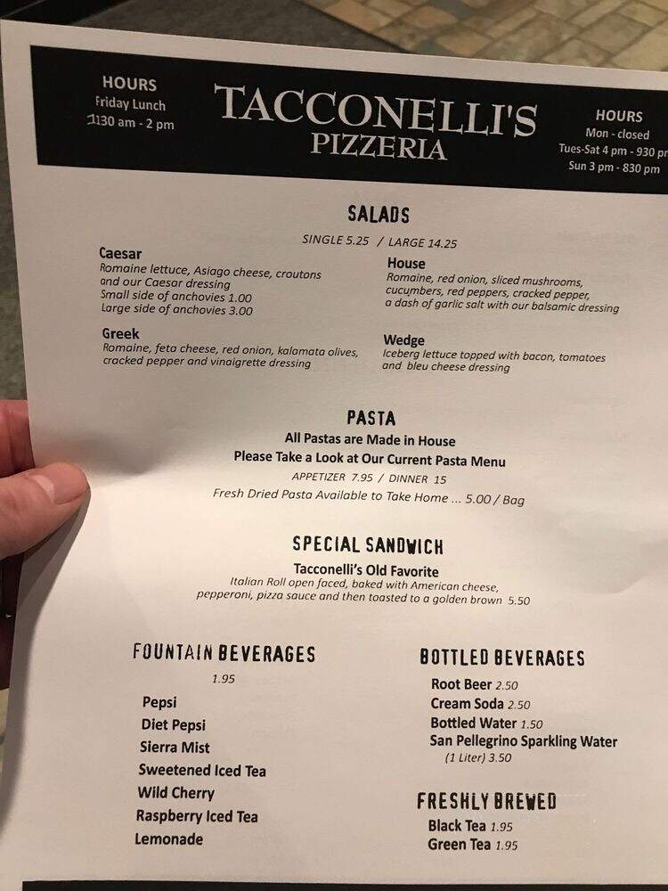 Tacconelli's Pizzeria - Maple Shade, NJ menu_pic