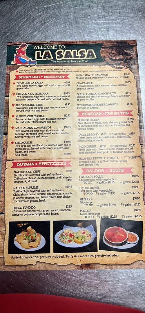 Restaurante La Salsa - Milwaukee, WI menu_pic