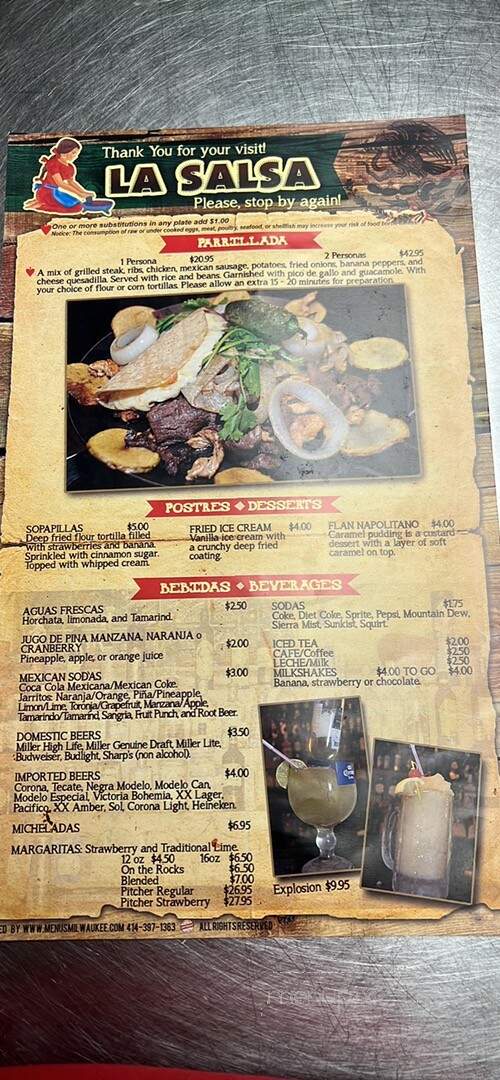 Restaurante La Salsa - Milwaukee, WI menu_pic