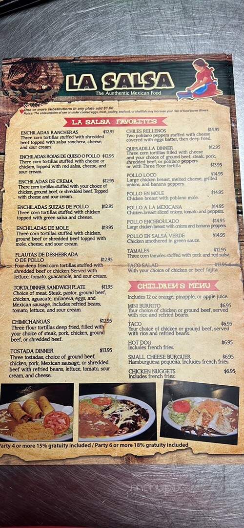 Restaurante La Salsa - Milwaukee, WI menu_pic