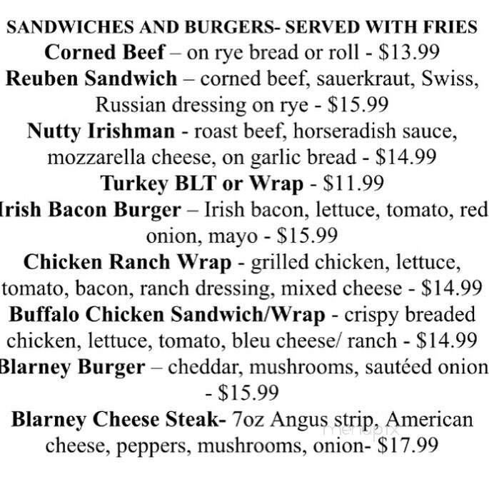 The Blarney Station - East Rutherford, NJ menu_pic
