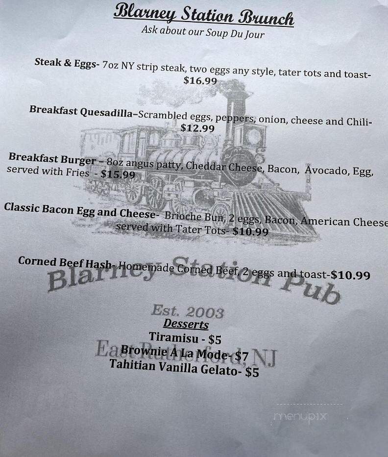 The Blarney Station - East Rutherford, NJ menu_pic