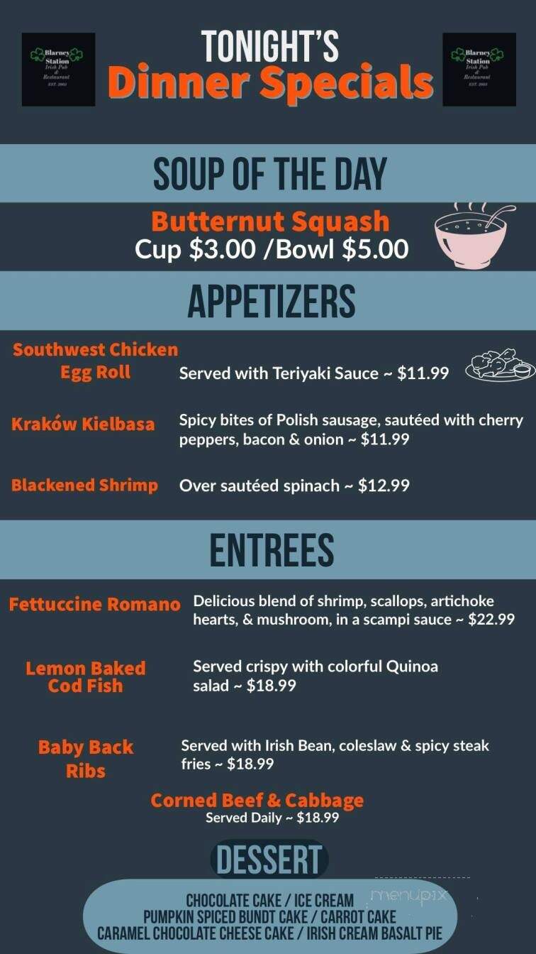The Blarney Station - East Rutherford, NJ menu_pic