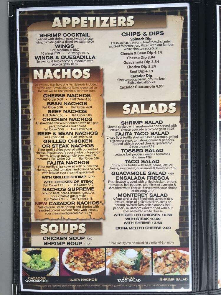 El Cazador - Cleveland, TN menu_pic
