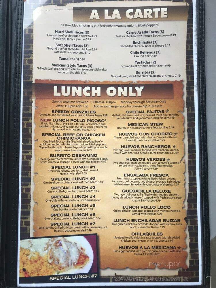 El Cazador - Cleveland, TN menu_pic