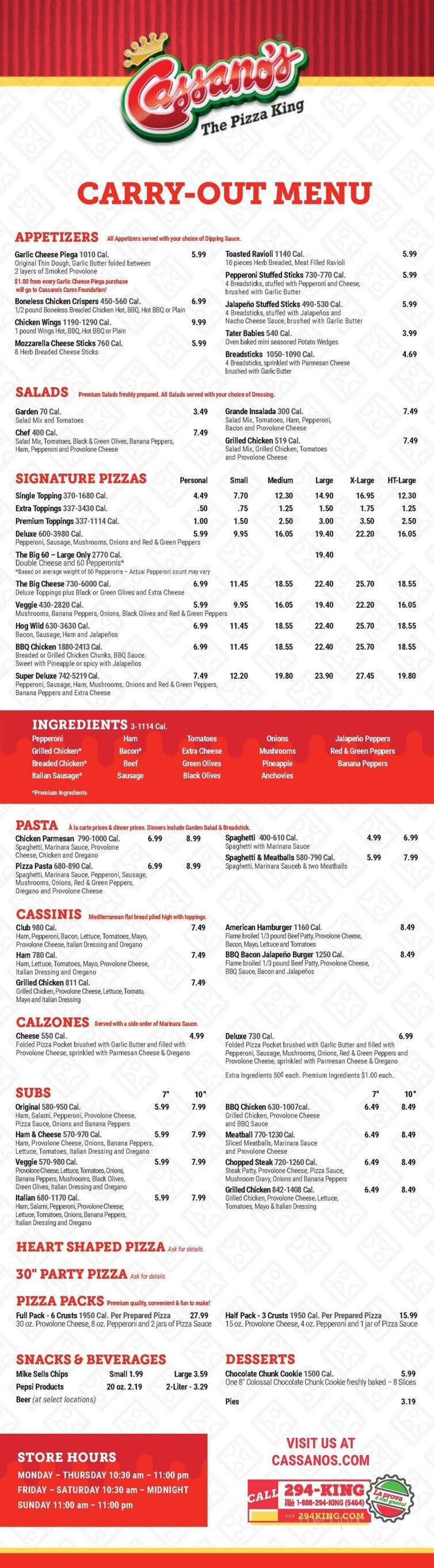 Cassano's Pizza King - Englewood, OH menu_pic