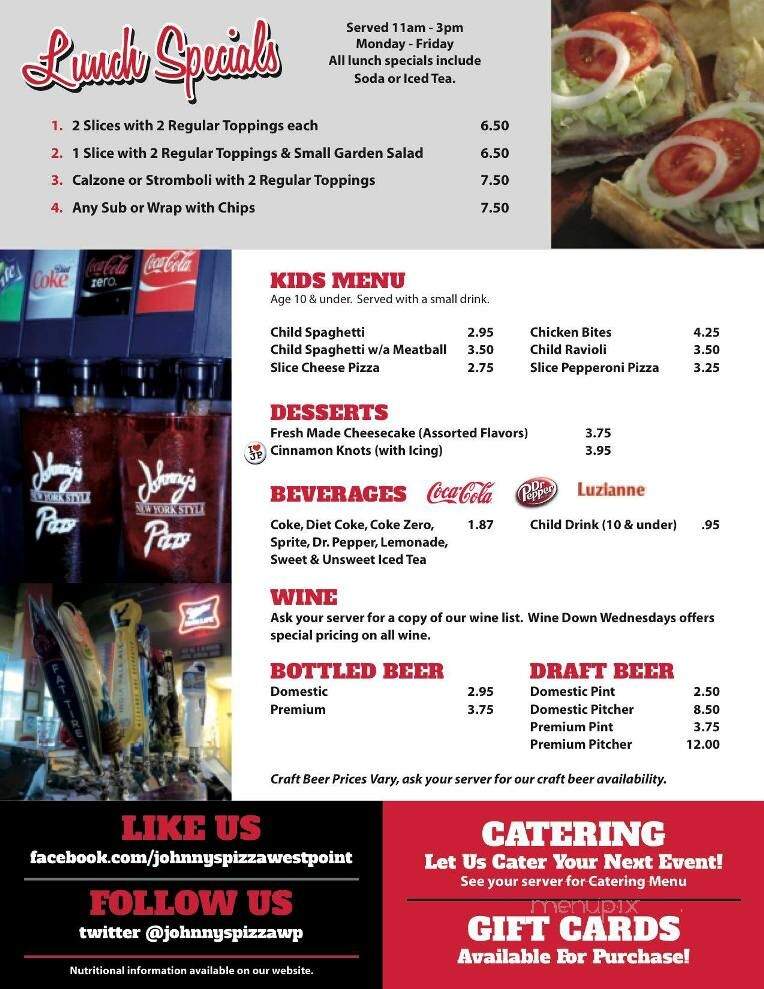Johnny's New York Style Pizza - West Point, GA menu_pic