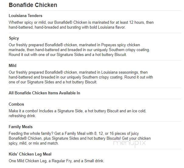 Popeyes of Jasper - Jasper, AL menu_pic