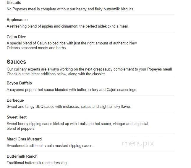 Popeyes of Jasper - Jasper, AL menu_pic