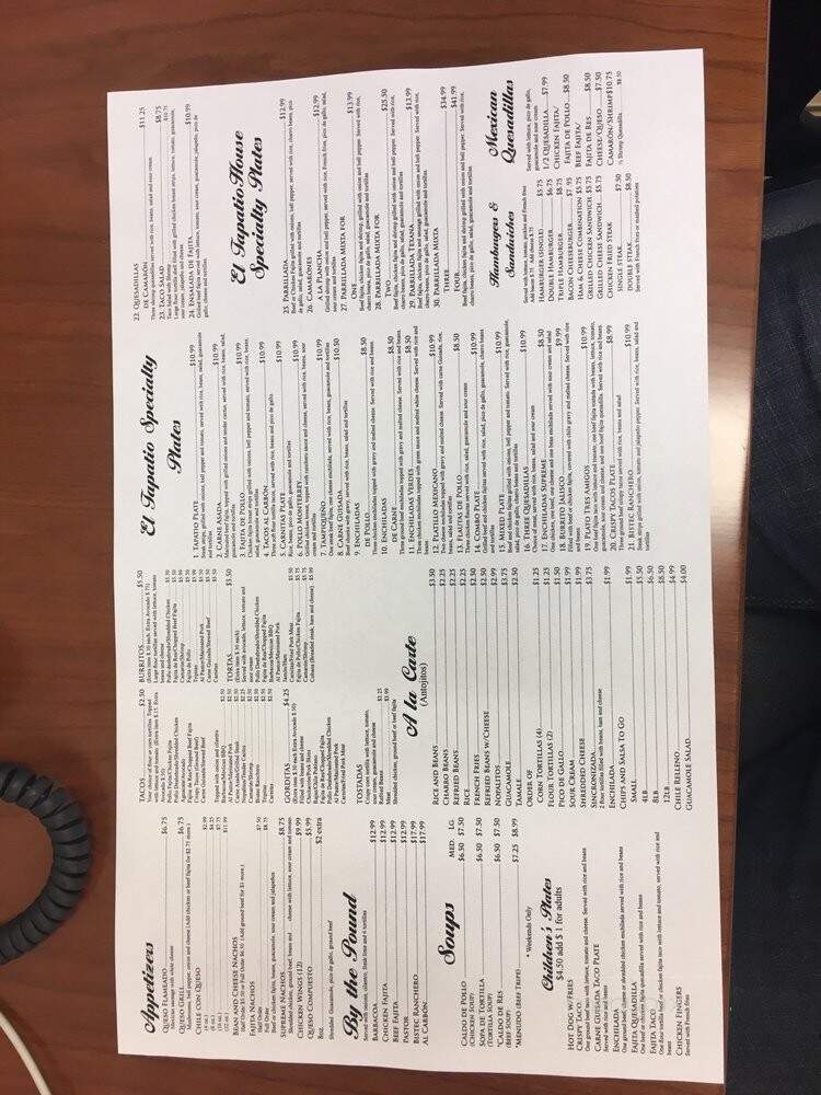 El Tapatio - Gatesville, TX menu_pic