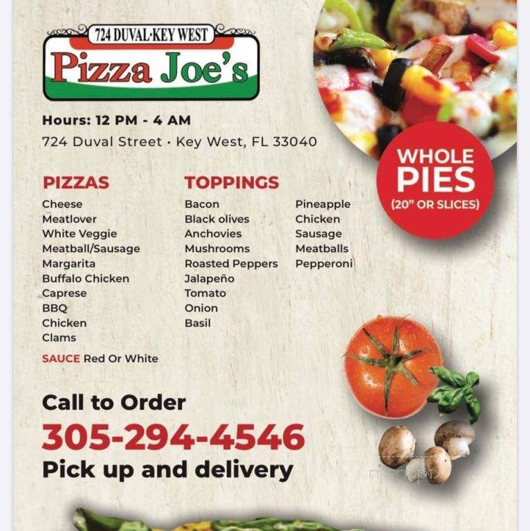 Pizza Joes - Key West, FL menu_pic